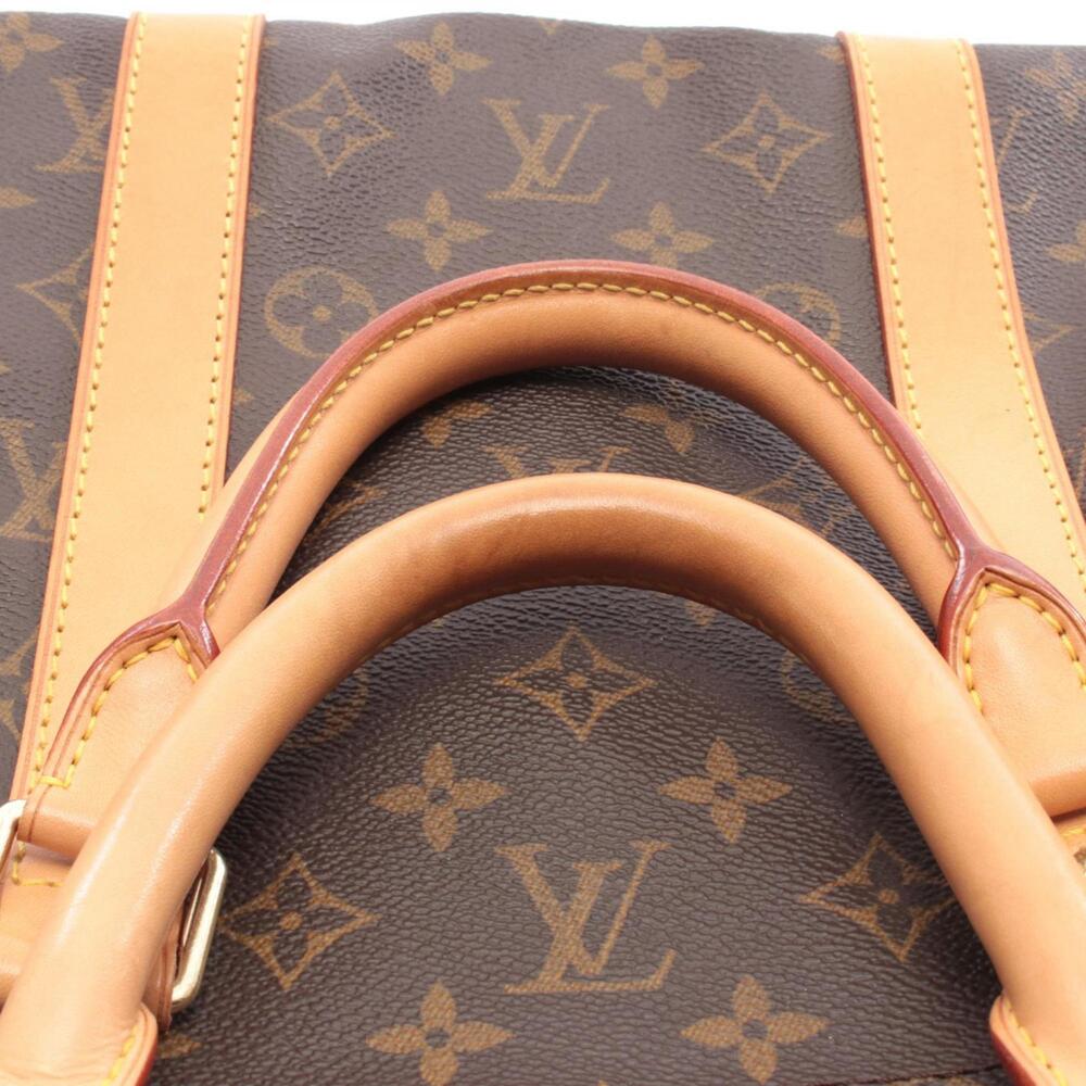 LOUIS VUITTON Authentic Brown Monogram Leather Keepall 55 Boston Bag - Picture 7 of 10